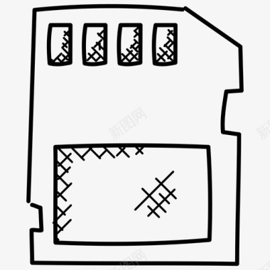 通用SD卡存储卡闪存卡微芯片图标图标