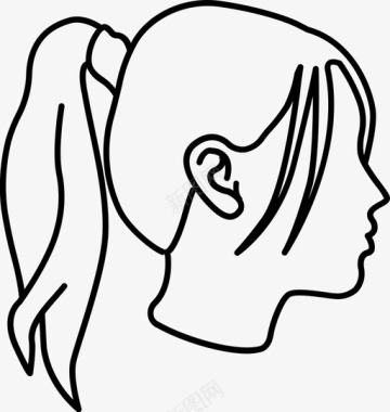 马尾辫女孩头发图标图标