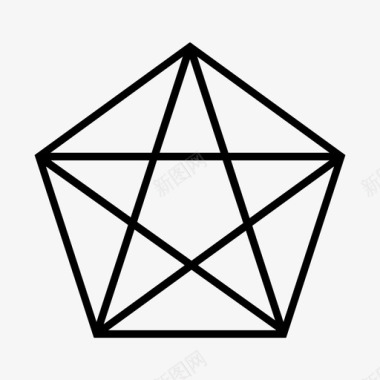 五角星形几何学网格图标图标