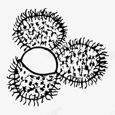 简约卡通红毛丹水果手绘图标图标