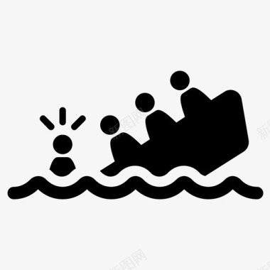 难民船溺水图标图标