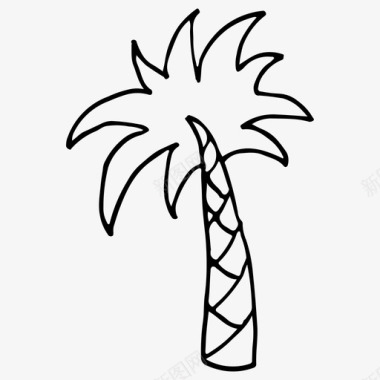棕榈树涂鸦夏天图标图标