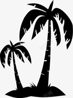 椰子树海滩绿色图标图标