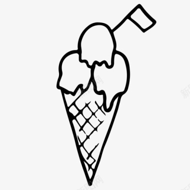冰淇淋筒涂鸦食物图标图标