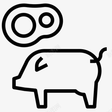 猪动物肉图标图标