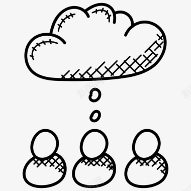 云数据库云平台云客户端云计算概念图标图标
