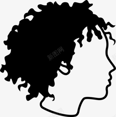 卷曲丝带设计风格非洲式卷曲的头发图标图标