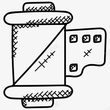胶卷盒胶卷媒体涂鸦图标图标