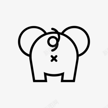大象动物屁股图标图标
