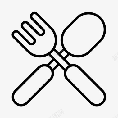 婴儿勺子和叉子婴儿淋浴食品图标图标