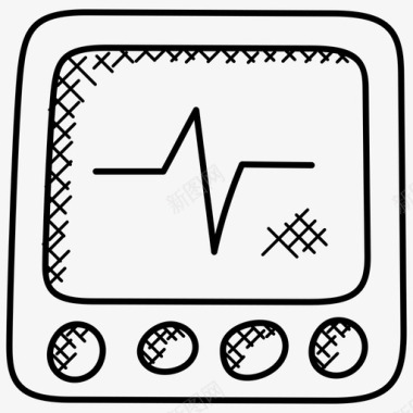 涂鸦背景动作心电图心脏病学心电图机图标图标
