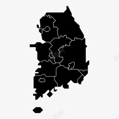 韩国地区地图图标图标