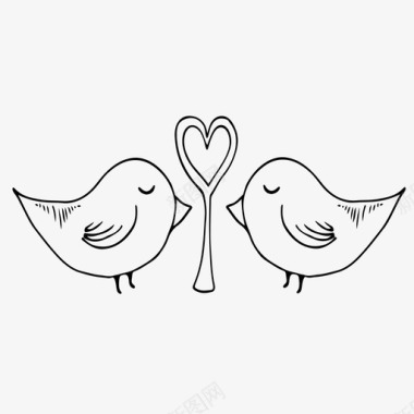婚礼设计爱鸟庆祝相爱的情侣图标图标