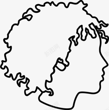 长发卷发女士发型非洲卷曲卷发图标图标
