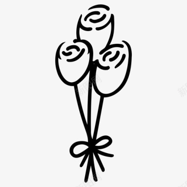 浪漫玫瑰花束鲜花图标图标