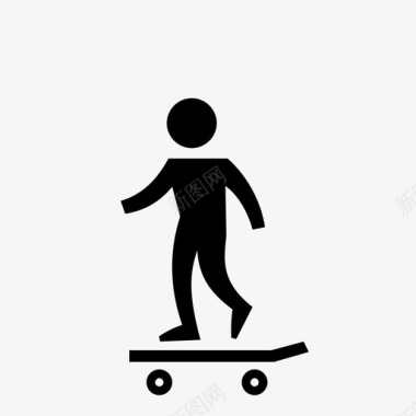 滑板男孩移动性滑冰者图标图标
