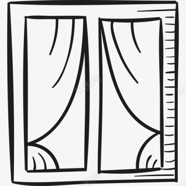 有窗帘的窗户建筑物家居用品图标图标