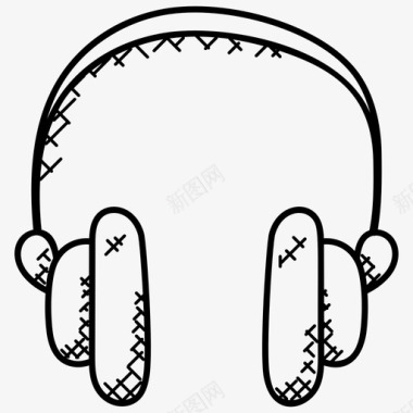 耳机听音乐媒体涂鸦图标图标