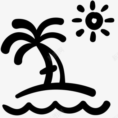 海滩吊床床岛图标图标