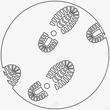 徒步旅行徒步旅行者脚印脚印足迹图标图标