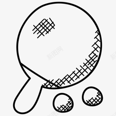 网球网球拍体育涂鸦图标图标