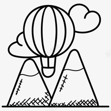 冒险山丘热气球图标图标