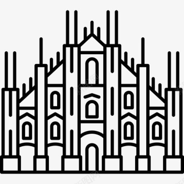 米兰大教堂纪念碑旅游图标图标