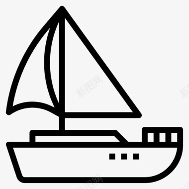 水墨帆船大海船图标图标