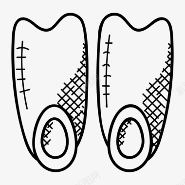 鱼鳍鳍状肢体育涂鸦图标图标