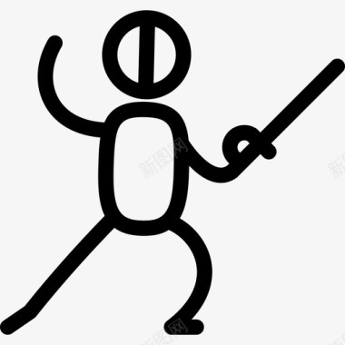 击剑运动员运动套装直线型图标图标