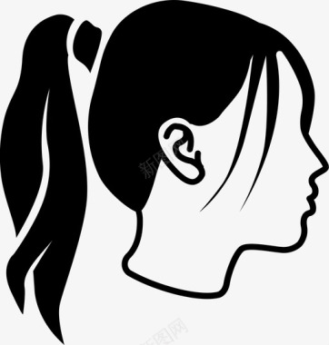 马尾辫女孩头发图标图标