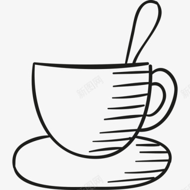 带勺子的咖啡杯食物家居用品图标图标