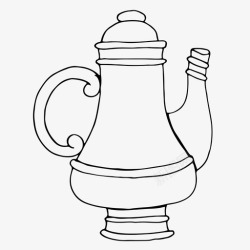 手绘茶会水壶手绘餐具图标高清图片