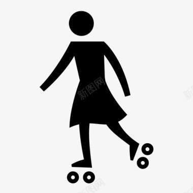 轮滑女刀锋溜冰图标图标