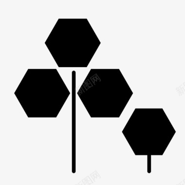 树木绿色六边形图标图标