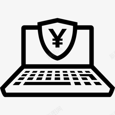 笔记本电脑安全日元支付网上购物图标图标