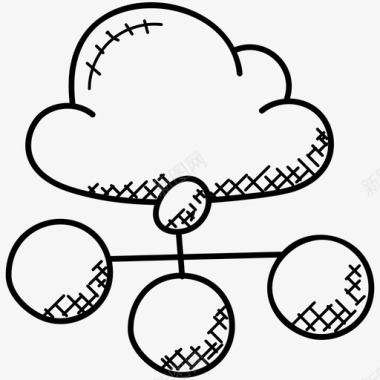 涂鸦特效云连接云网络云技术图标图标
