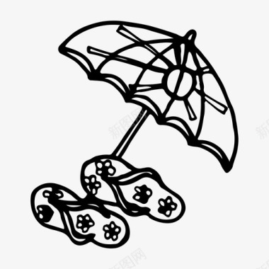 伞手绘休息室图标图标