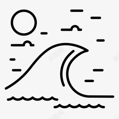 海浪线波浪海滩海洋图标图标