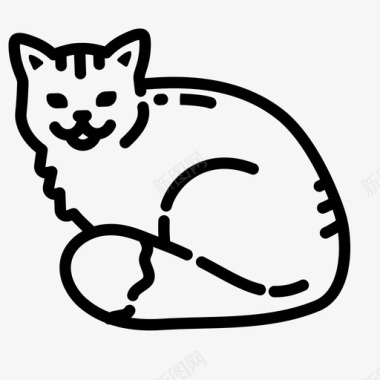 猫动物毛绒图标图标