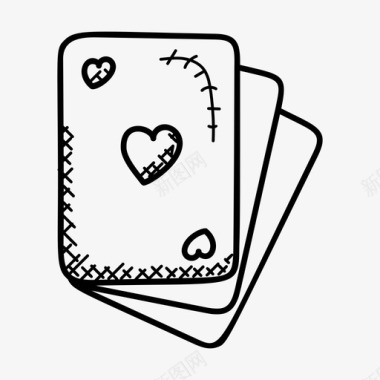 手绘扑克牌游戏图标扑克牌纸牌游戏赌场图标图标