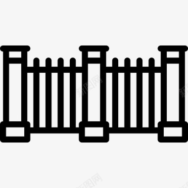 铁栅栏城市直线图标图标