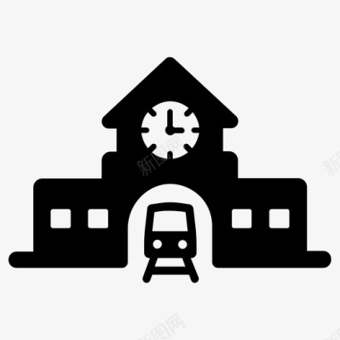 旅游小镇火车站中心站铁路图标图标