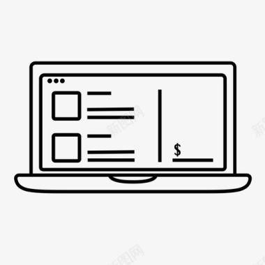 边消费矢量素材网上购物电子商务笔记本电脑图标图标
