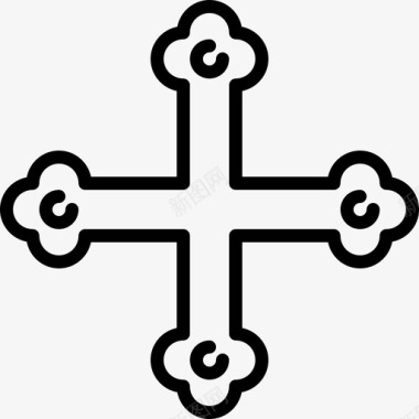 金属十字架城市直线图标图标
