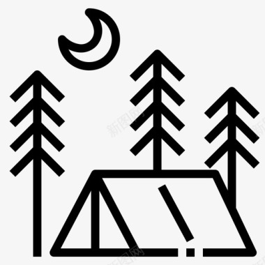 露营夜晚帐篷图标图标