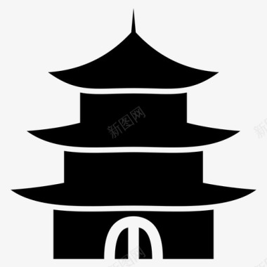 日本寺庙建筑亚洲图标图标