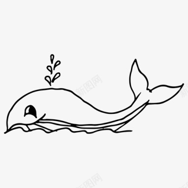 鲸鱼动物涂鸦图标图标