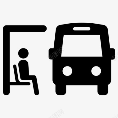 公共汽车站城市公共汽车交通工具图标图标