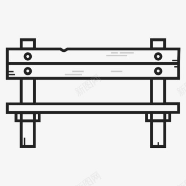 公共标识标记长凳椅子公园长凳图标图标